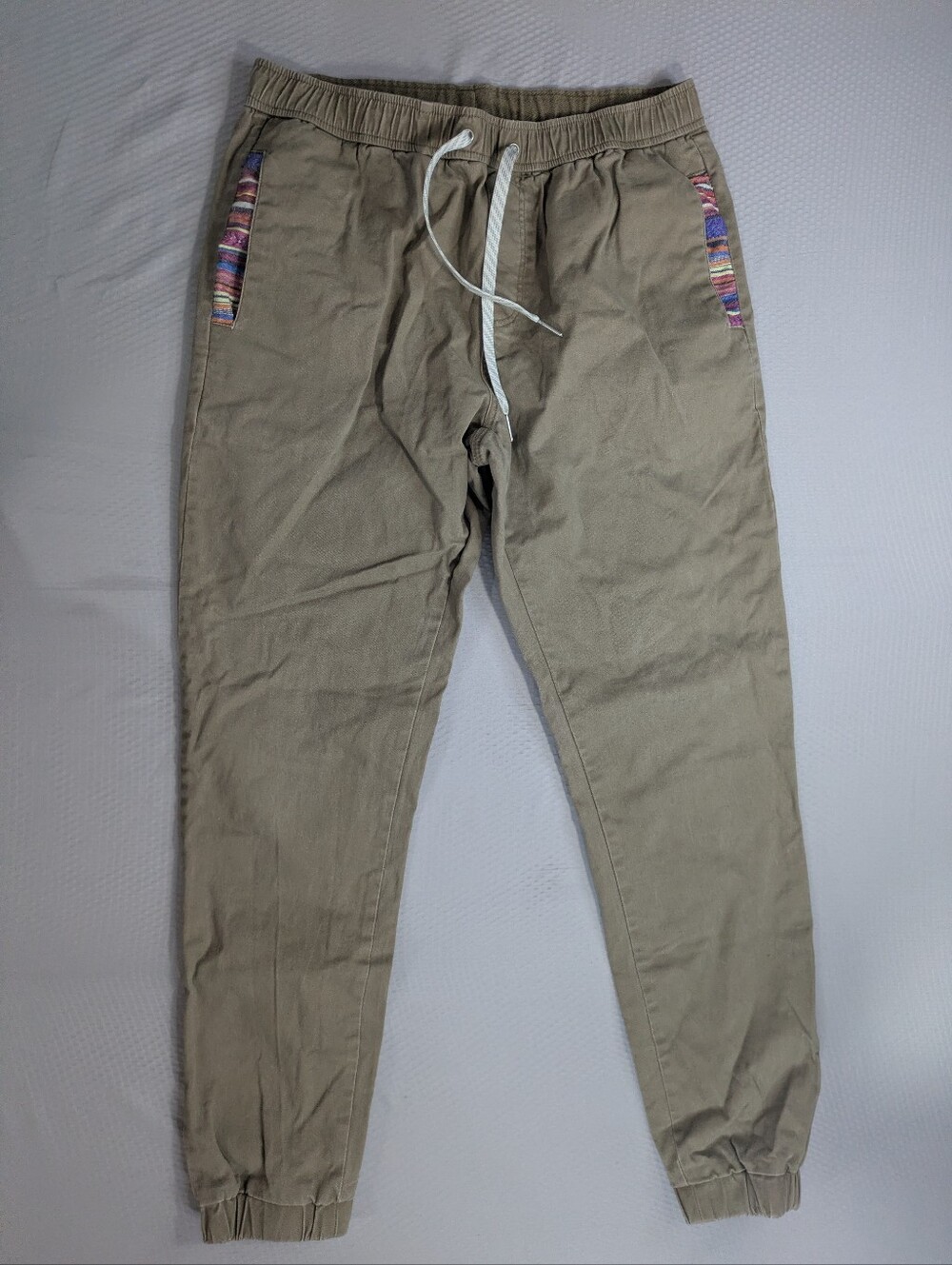 Wowie Rambler Joggers Men's M Beige Casual Stretch Aztec Pants